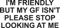 I'M FRIENDLY BUT MY GF ISN'T PLEASE STOP LOOKING AT ME HOODIE