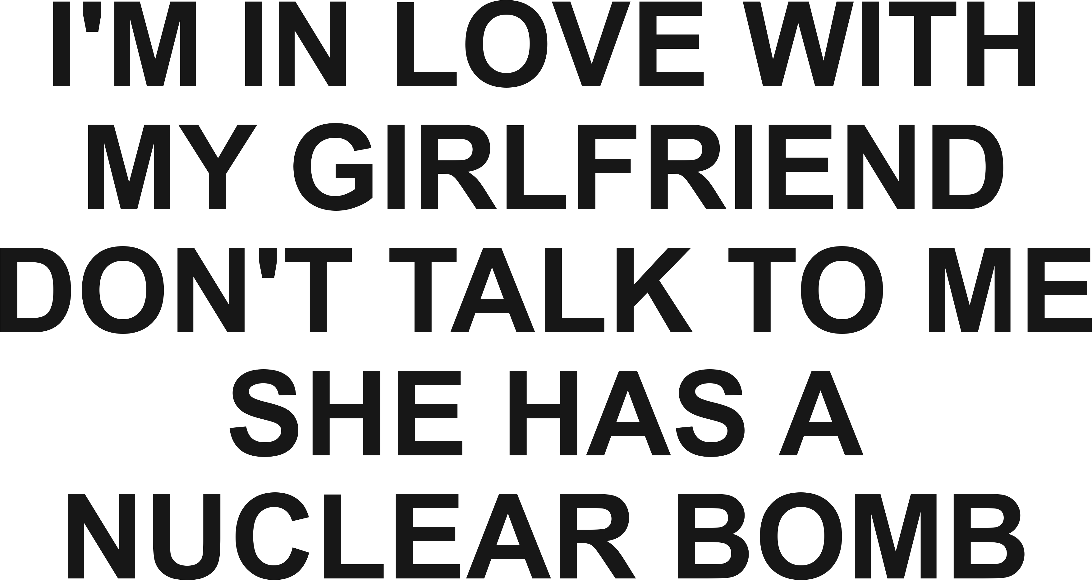 I'M IN LOVE WITH MY GIRLFRIEND DON'T TALK TO ME SHE HAS A NUCLEAR BOMB