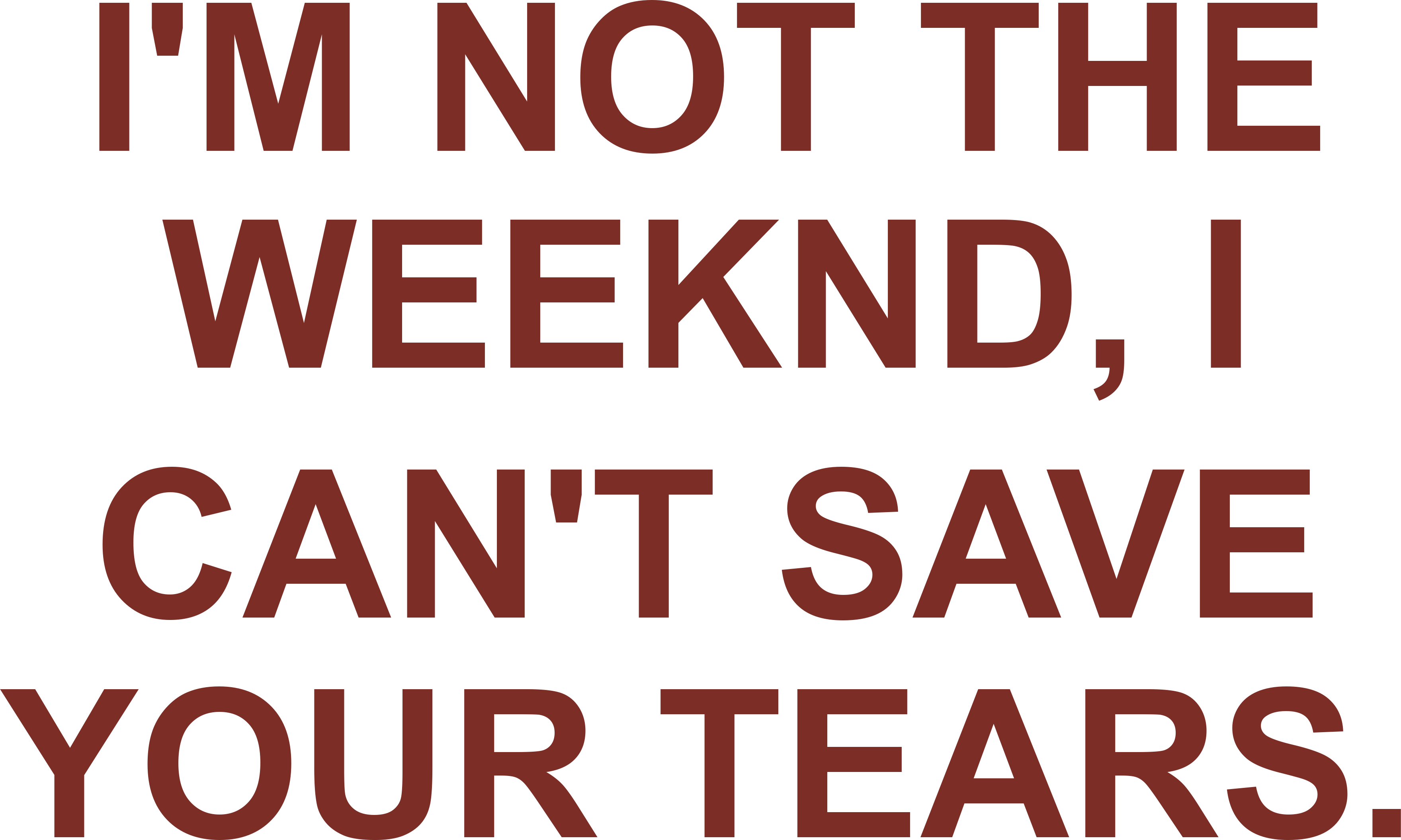 I'M NOT THE WEEKND, I CAN'T SAVE YOUR TEARS.