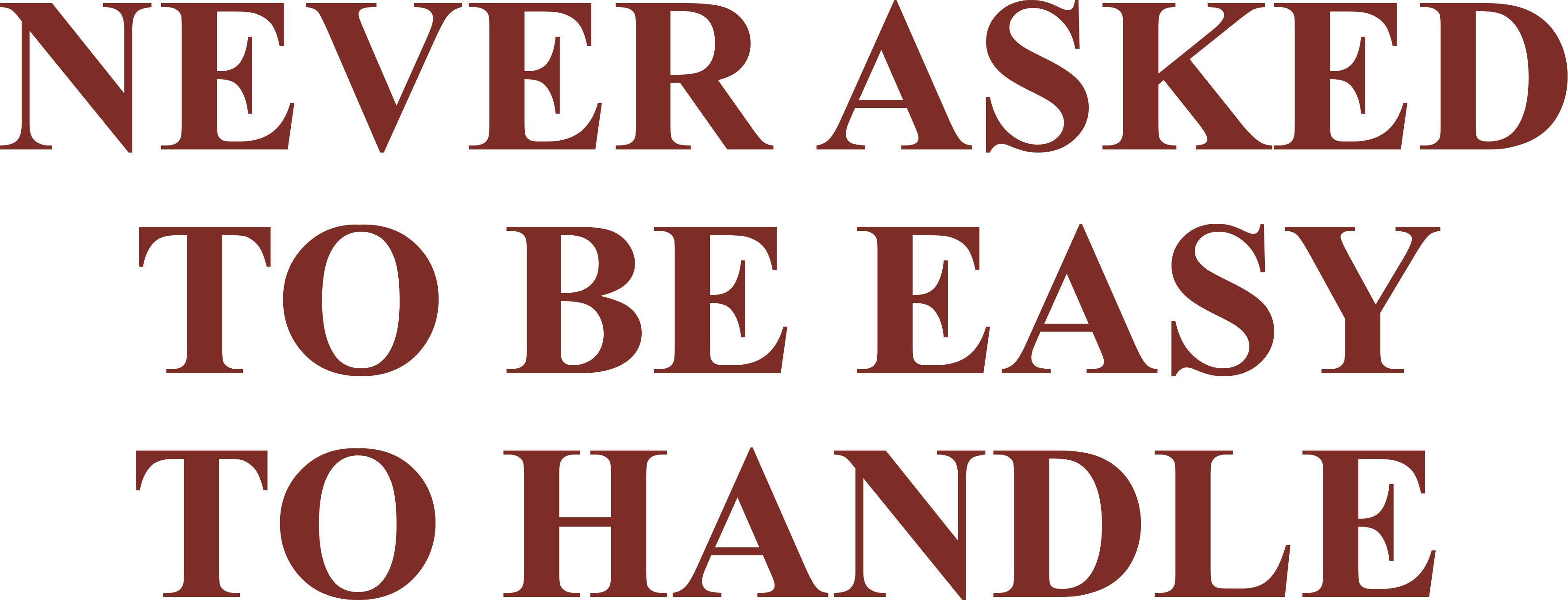 NEVER ASKED TO BE EASY TO HANDLE