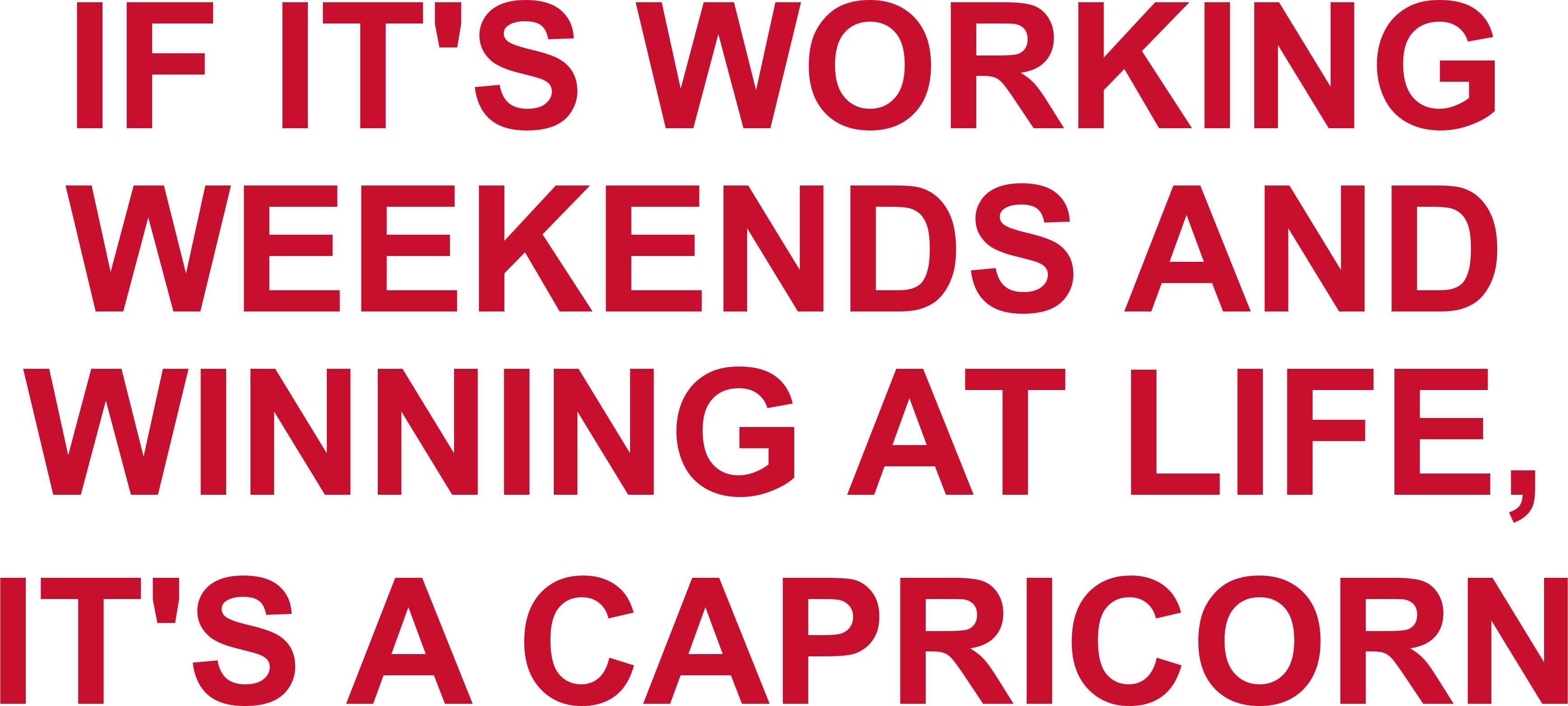 IF IT'S WORKING WEEKENDS AND WINNING AT LIFE, IT'S A CAPRICORN
