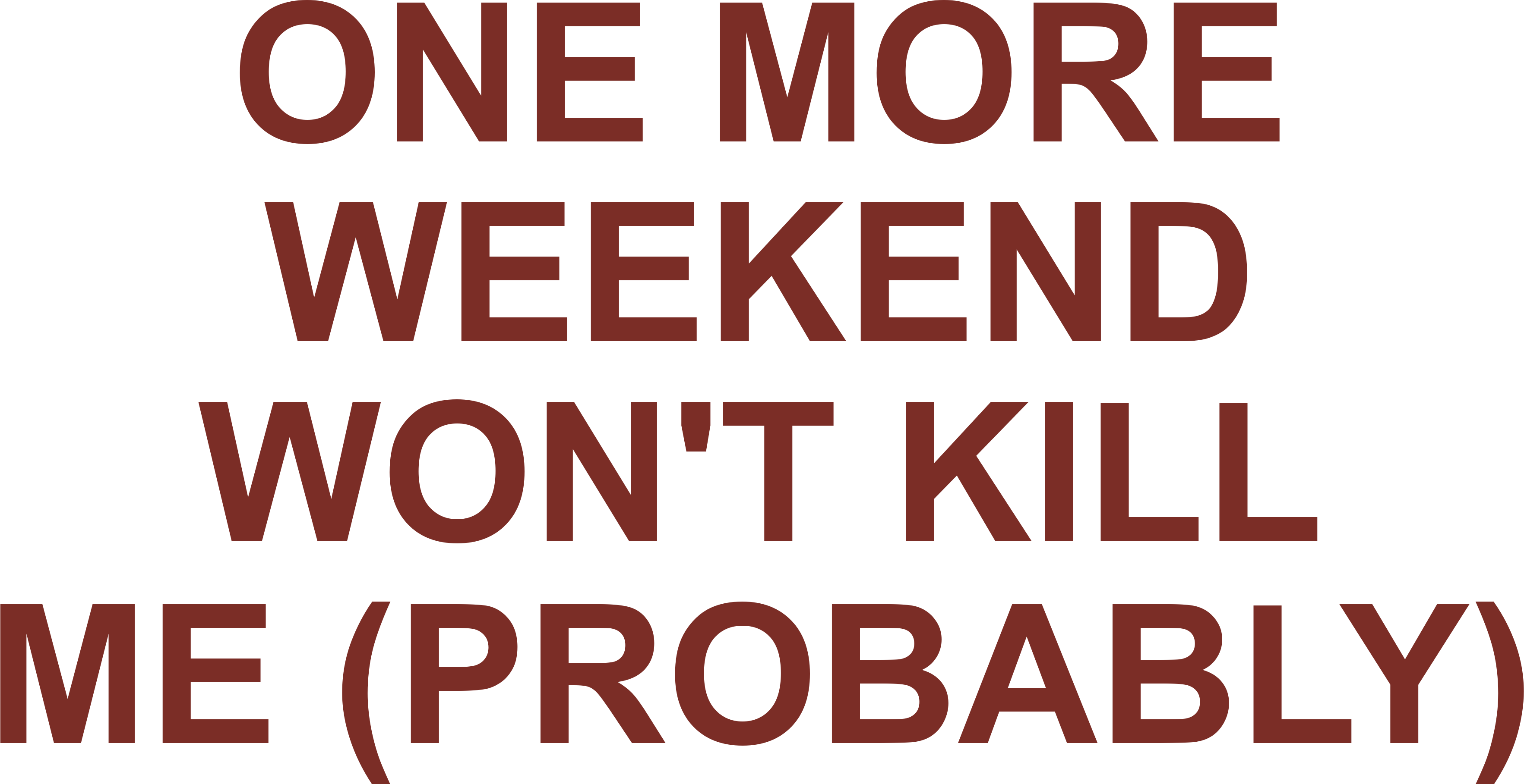 ONE MORE WEEKEND WON'T KILL ME (PROBABLY)