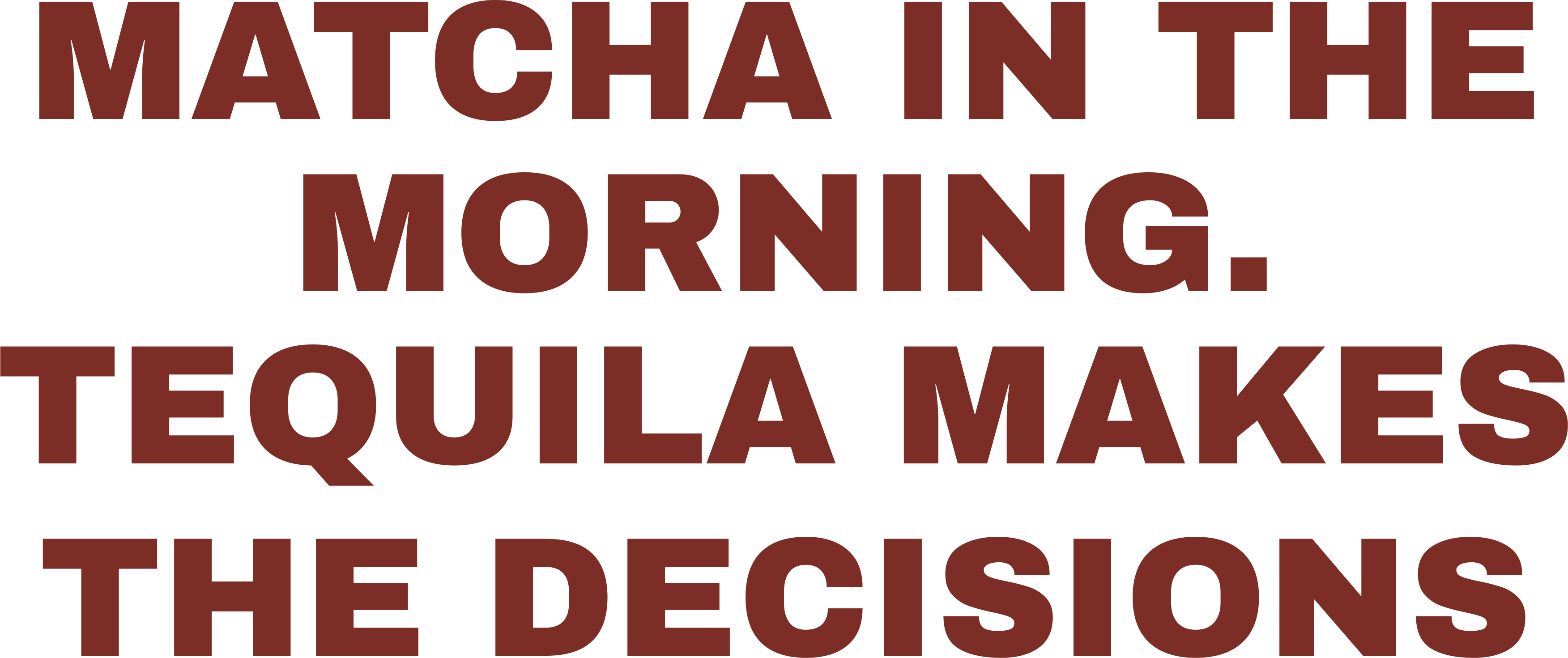 MATCHA IN THE MORNING. TEQUILA MAKES THE DECISIONS