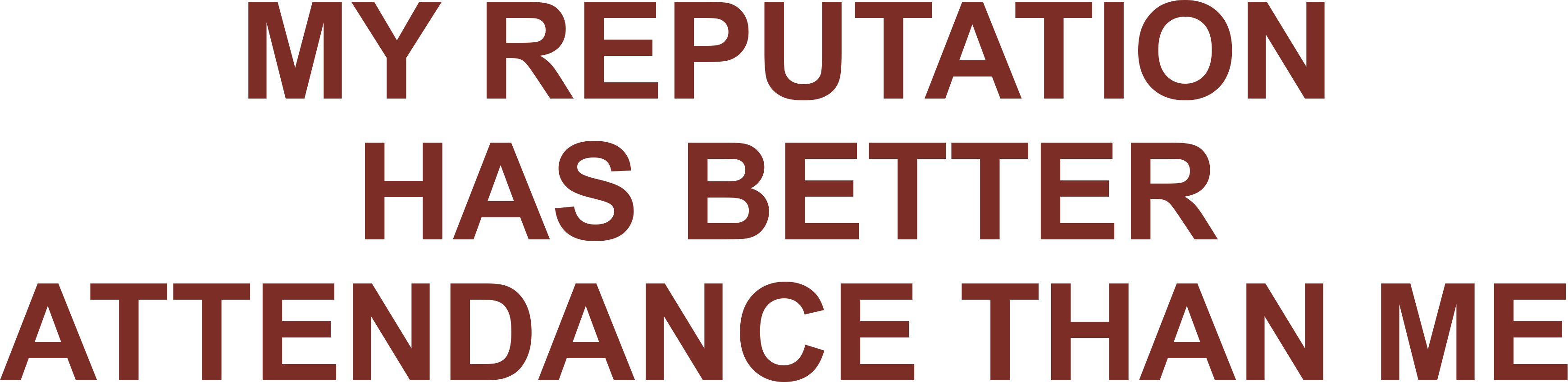 MY REPUTATION HAS BETTER ATTENDANCE THAN ME