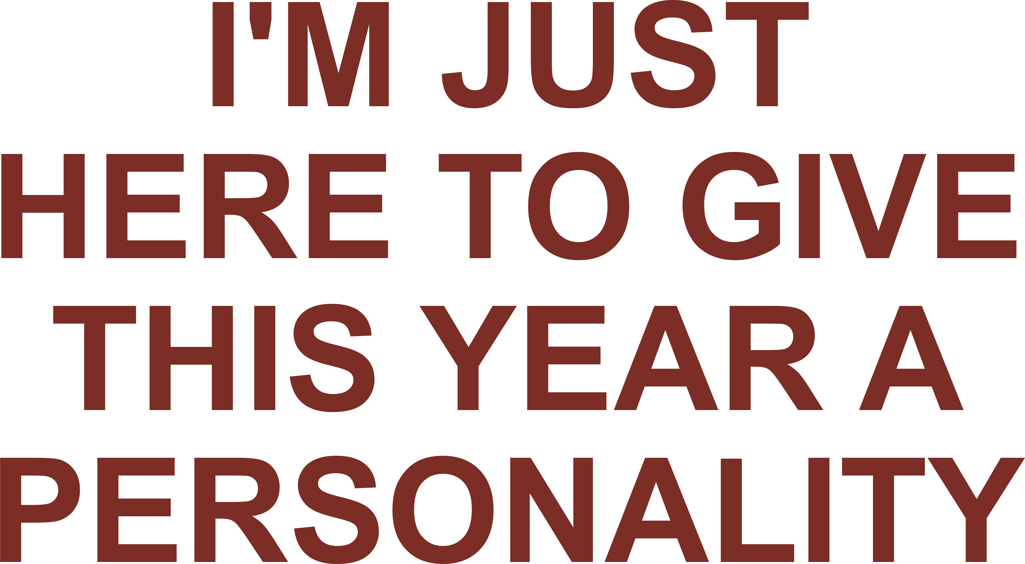 I'M JUST HERE TO GIVE THIS YEAR A PERSONALITY