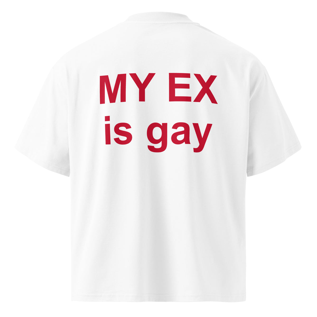 MY EX IS GAY oversized t-shirt – white back view | So True