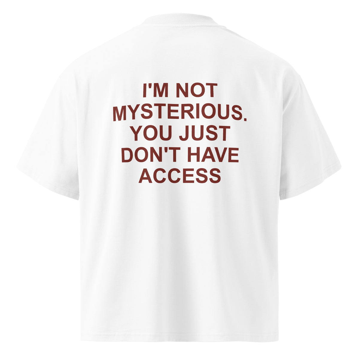 I'M NOT MYSTERIOUS. YOU JUST DON'T HAVE ACCESS oversized t-shirt – white back view | So True