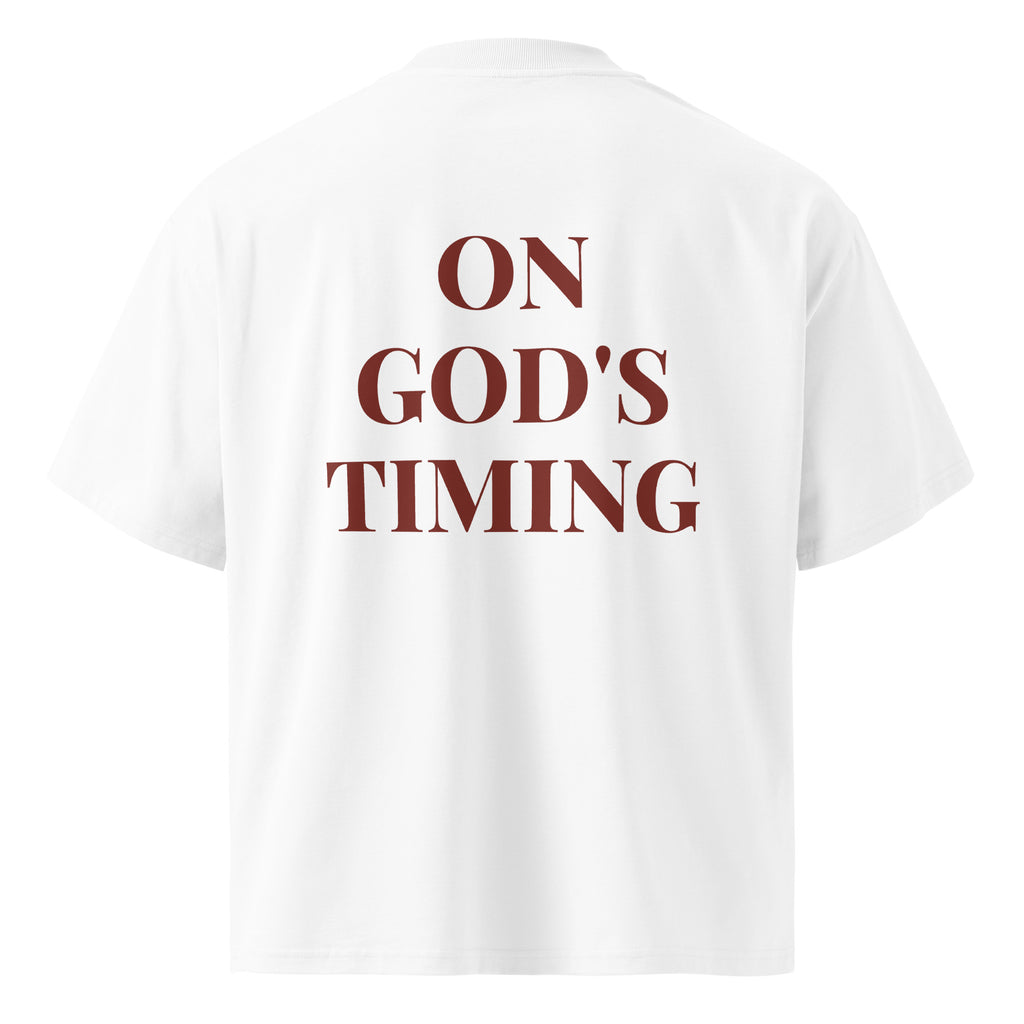 ON GOD'S TIMING oversized t-shirt – white back view | So True