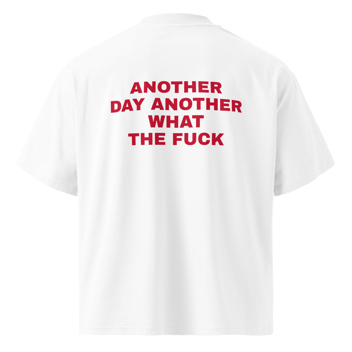 ANOTHER DAY ANOTHER WHAT THE FUCK oversized t-shirt – white back view | So True
