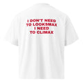 I DON'T NEED TO LOOKSMAX I NEED TO CLIMAX oversized t-shirt – white back view | So True