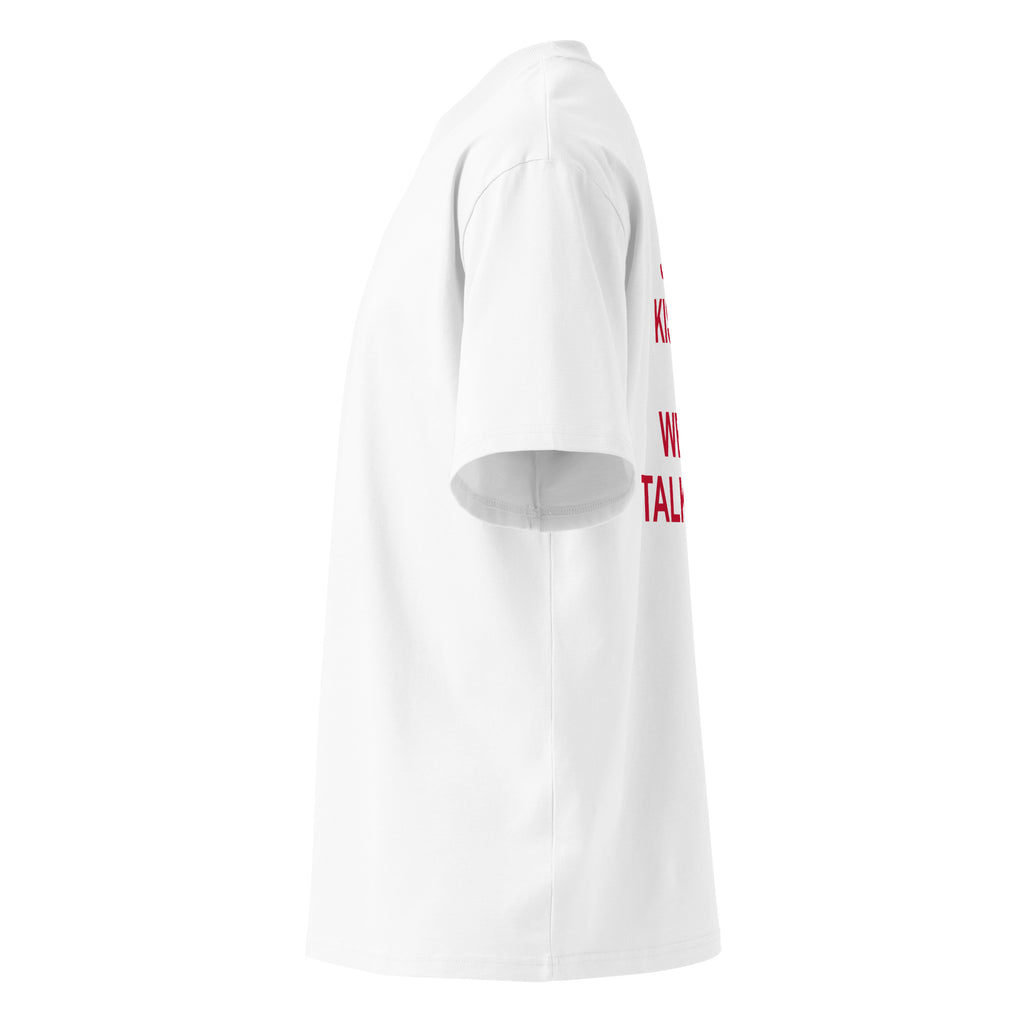 JUST KISS ME WE CAN TALK LATER oversized t-shirt – white left view | So True