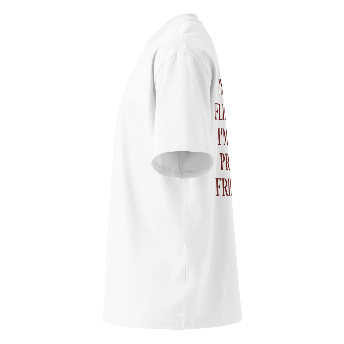 I'M NOT FLIRTING. I'M JUST PRETTY FRIENDLY oversized t-shirt – white left view | So True
