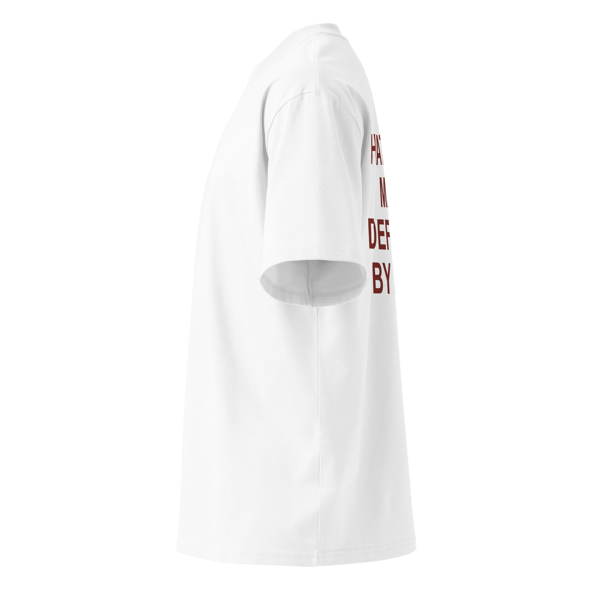 HATED BY MANY. DEFEATED BY NONE. oversized t-shirt – white left view | So True