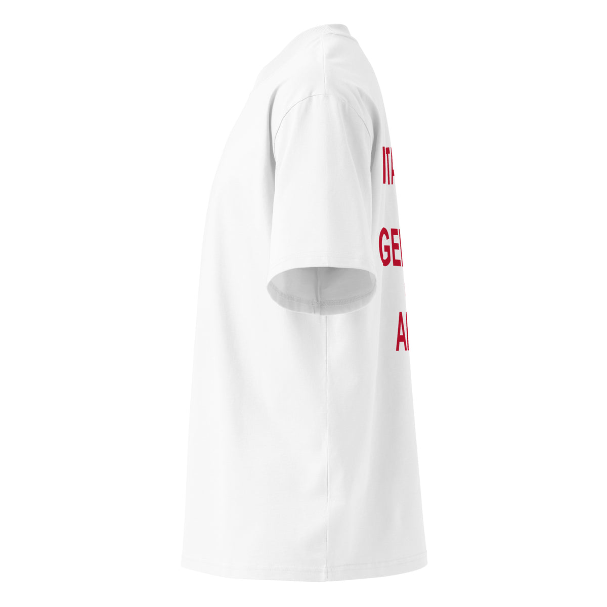 EAT ITALIAN DRIVE GERMAN MARRY ARAB oversized t-shirt – white left view | So True
