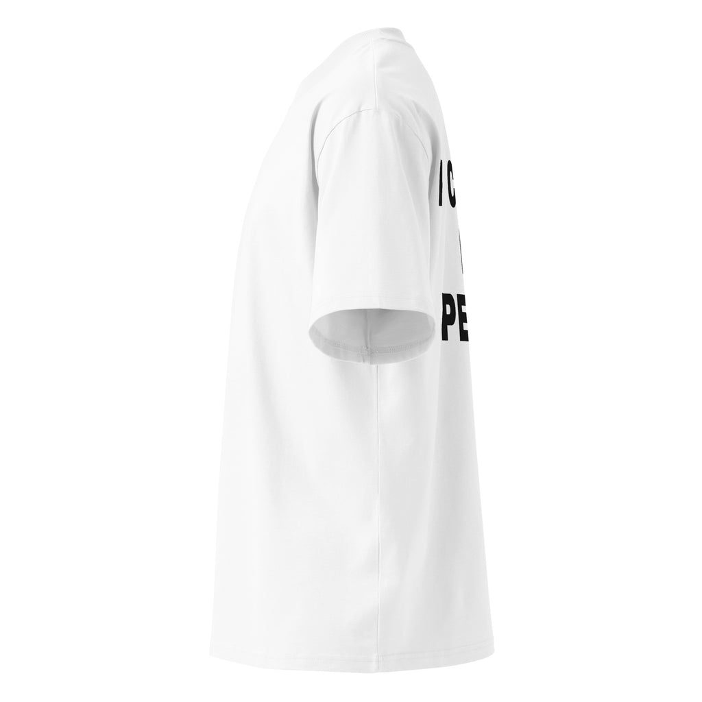 I COME IN PEACE oversized t-shirt – white left view | So True