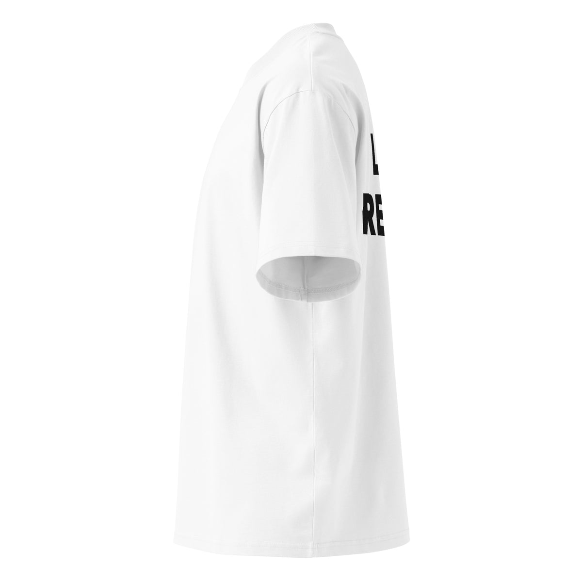 LEG RESTS oversized t-shirt – white left view | So True