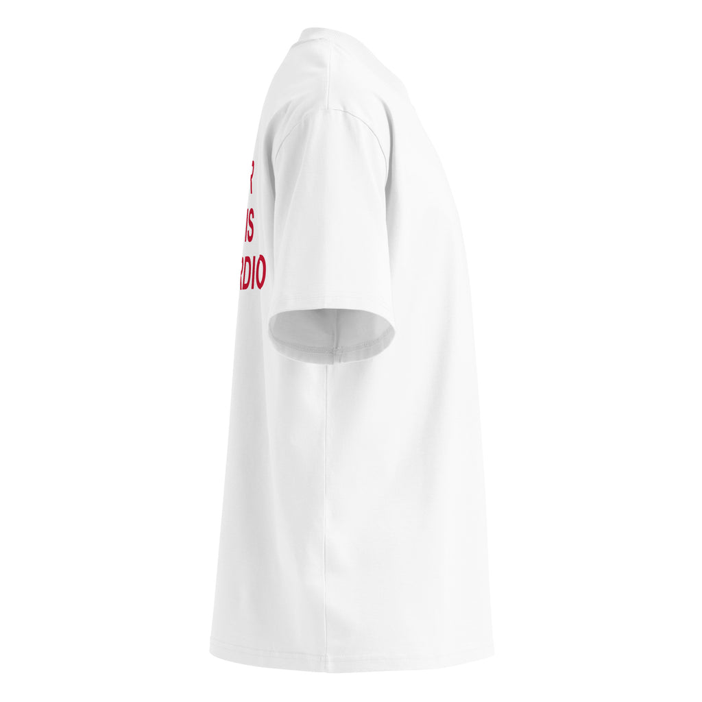 YOUR MOM IS MY CARDIO oversized t-shirt – white right view | So True