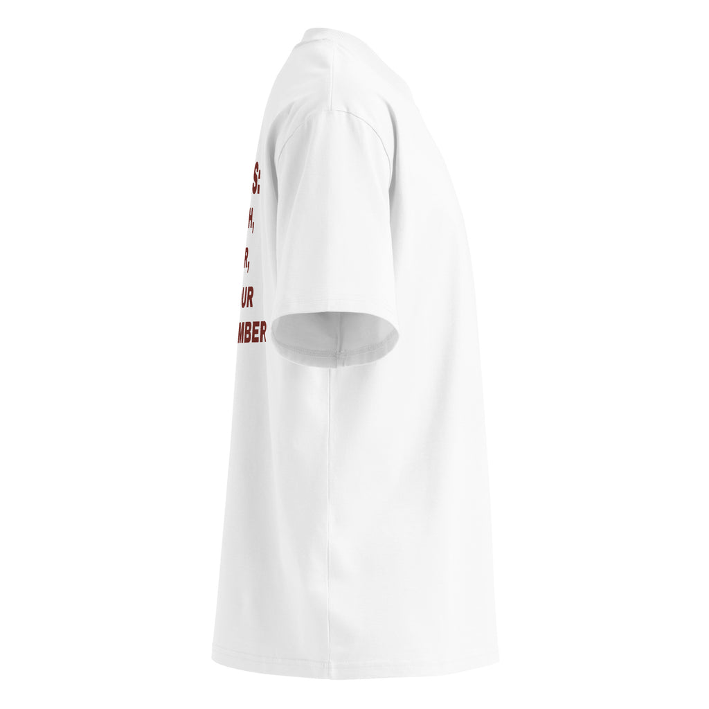 GOALS: WEALTH, POWER, AND YOUR MOM'S NUMBER oversized t-shirt – white right view | So True