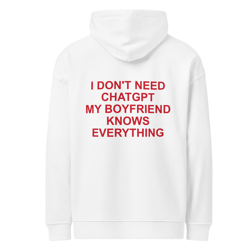 I DON'T NEED CHATGPT oversized hoodie – white back view | So True