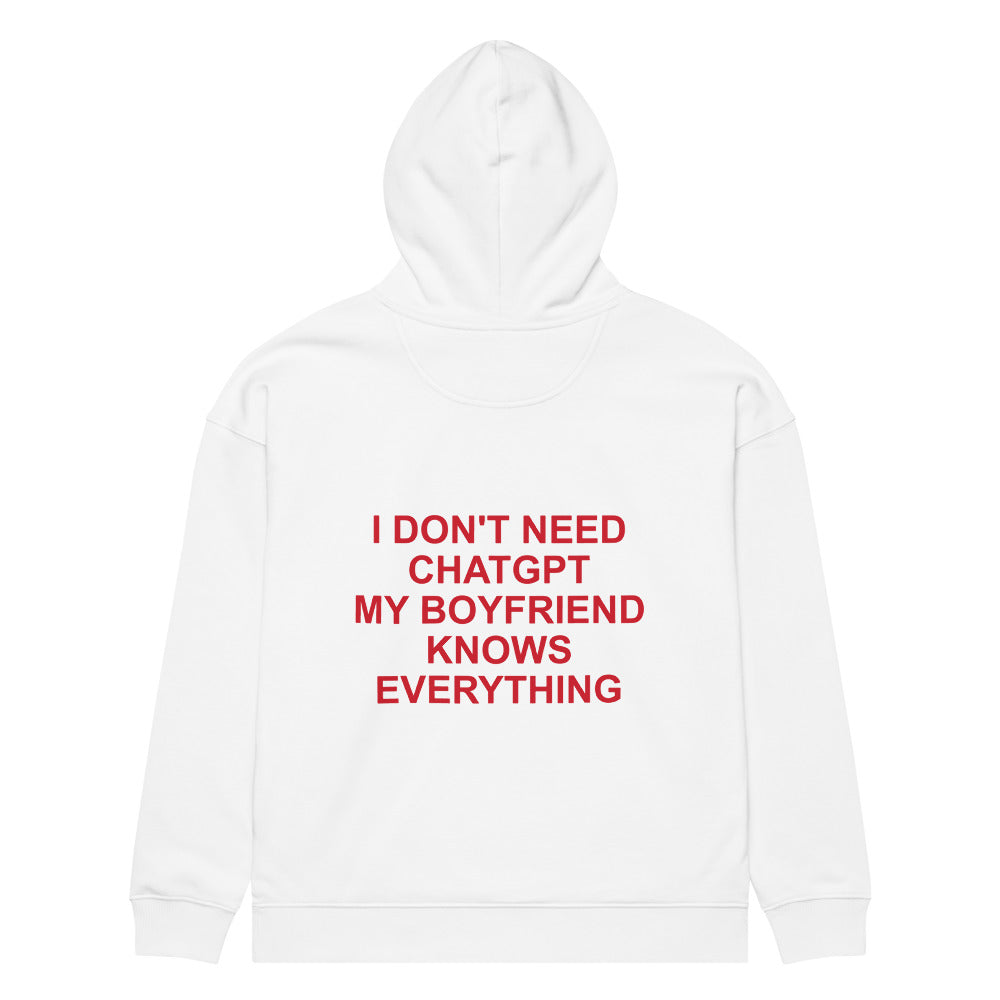 I DON'T NEED CHATGPT oversized hoodie – white back view | So True