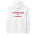 I WANT YOU I JUST CAN’T FLIRT oversized hoodie – white back view | So True