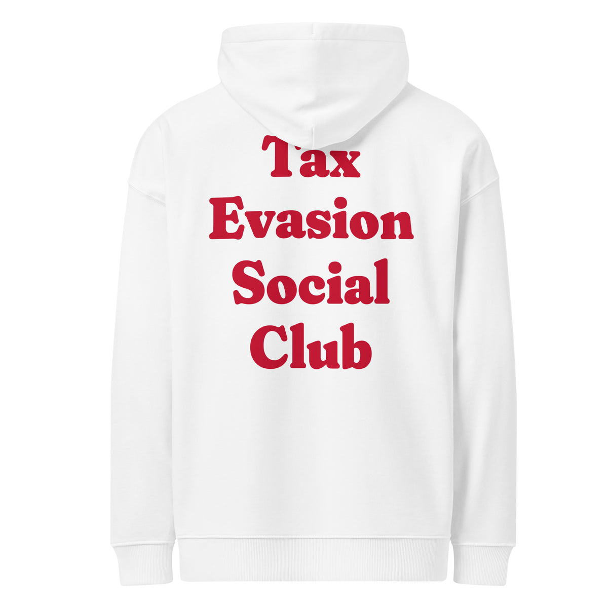 TAX EVASION SOCIAL CLUB oversized hoodie – white back view | So True
