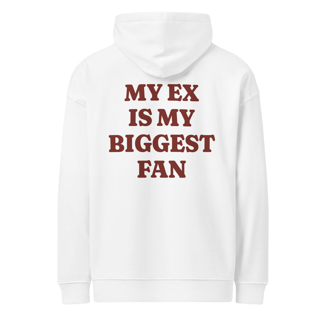 MY EX IS MY BIGGEST FAN oversized hoodie – white back view | So True