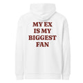 MY EX IS MY BIGGEST FAN oversized hoodie – white back view | So True