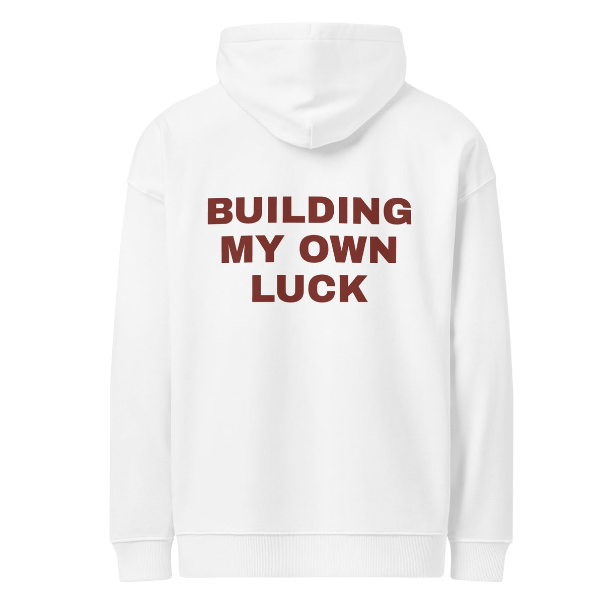 BUILDING MY OWN LUCK oversized hoodie – white back view | So True