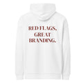 RED FLAGS, GREAT BRANDING. oversized hoodie – white back view | So True