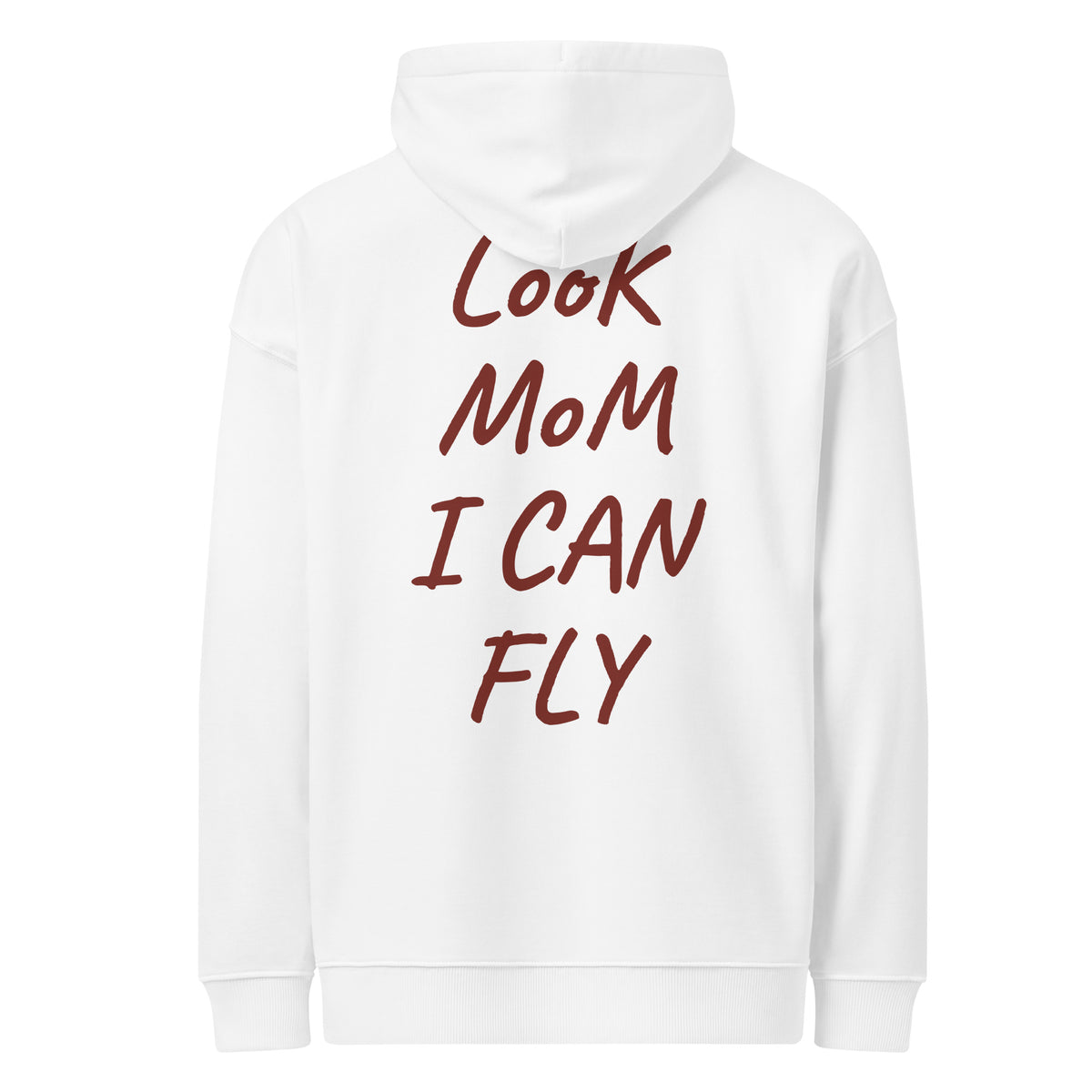 LOOK MOM I CAN FLY oversized hoodie – white back view | So True