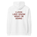 I LOOK LIKE I KNOW WHAT I'M DOING oversized hoodie – white back view | So True