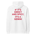 IF IT'S SWEET AND SPICY, IT'S A GEMINI oversized hoodie – white back view | So True