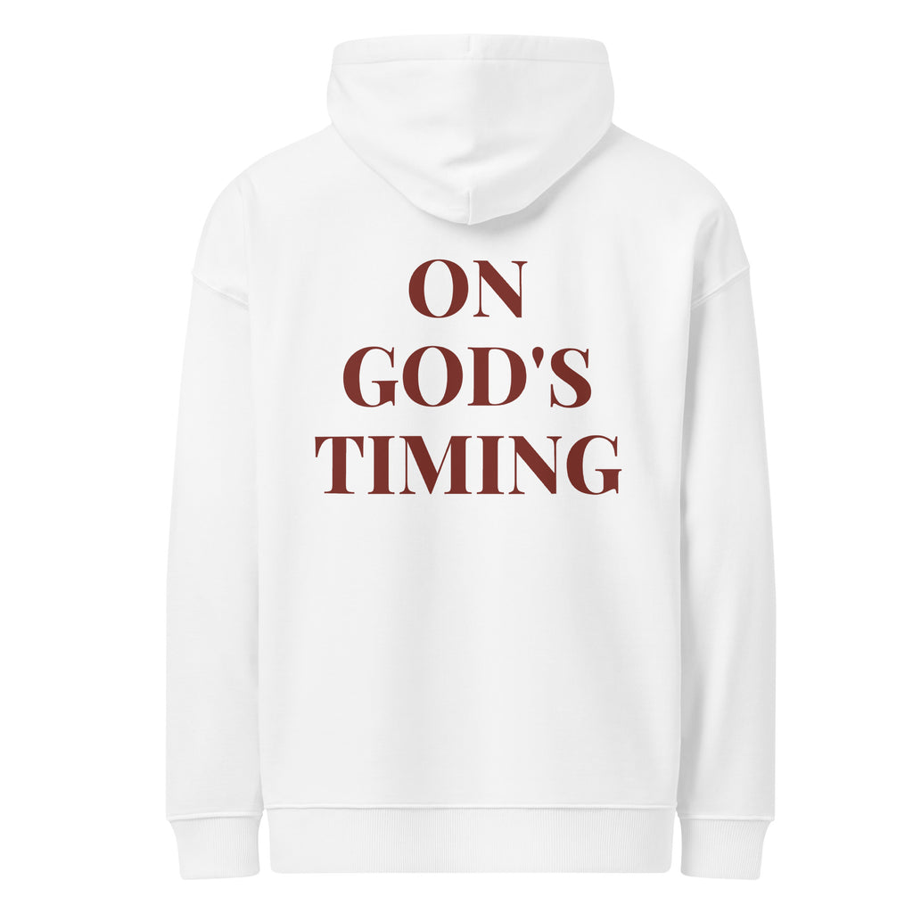 ON GOD'S TIMING oversized hoodie – white back view | So True