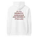 IF IT'S DRAMATIC, GORGEOUS AND KNOWS IT, IT'S A LEO oversized hoodie – white back view | So True