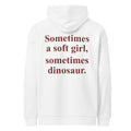 SOMETIMES A SOFT GIRL, SOMETIMES DINOSAUR oversized hoodie – white back view | So True