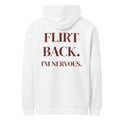 FLIRT BACK. I'M NERVOUS oversized hoodie – white back view | So True