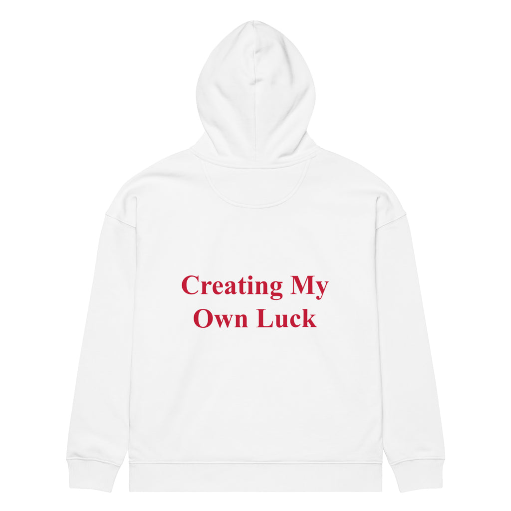 CREATING MY OWN LUCK oversized hoodie – white back view | So True