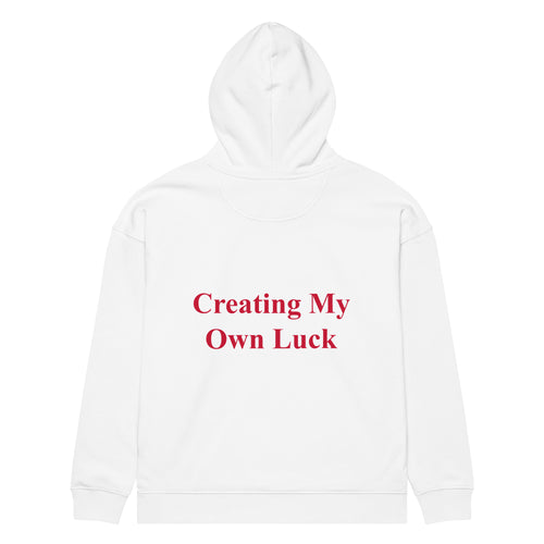 CREATING MY OWN LUCK oversized hoodie – white back view | So True
