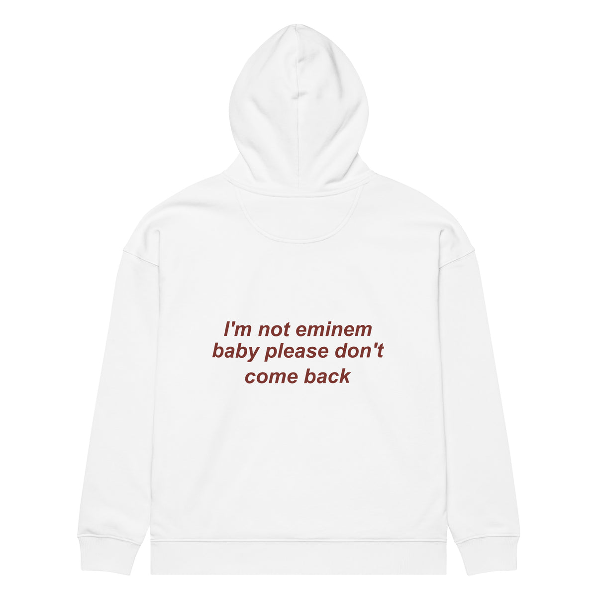 I'M NOT EMINEM BABY PLEASE DON'T COME BACK oversized hoodie – white back view | So True
