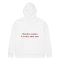 HATED BY AUNTIES LOVED BY THEIR SONS oversized hoodie – white back view | So True
