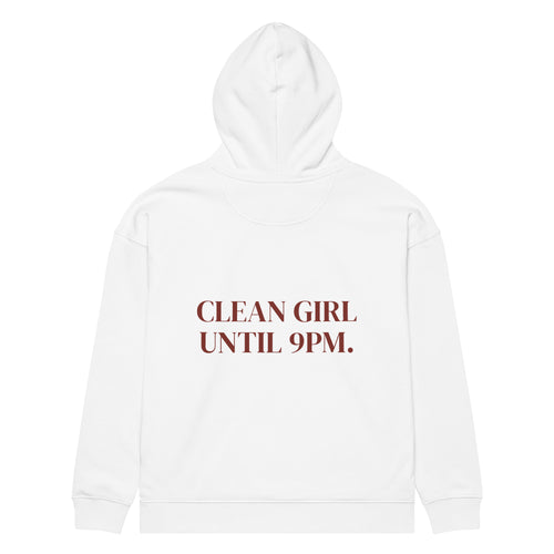 CLEAN GIRL UNTIL 9PM. oversized hoodie – white back view | So True