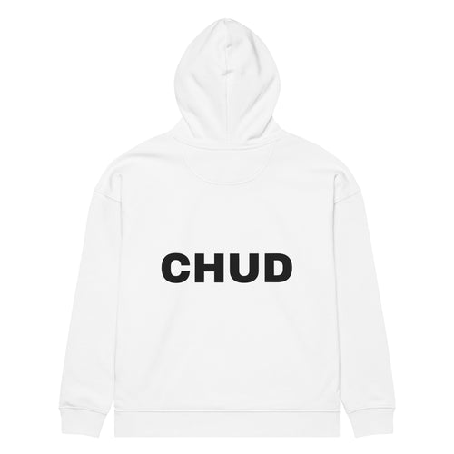 CHUD oversized hoodie – white back view | So True