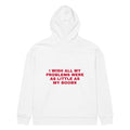 I WISH ALL MY PROBLEMS WERE AS LITTLE AS MY BOOBS oversized hoodie – white back view | So True
