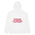 NEVER FAKE AN ORGASM LET THEM KNOW THEY FAILED oversized hoodie – white back view | So True