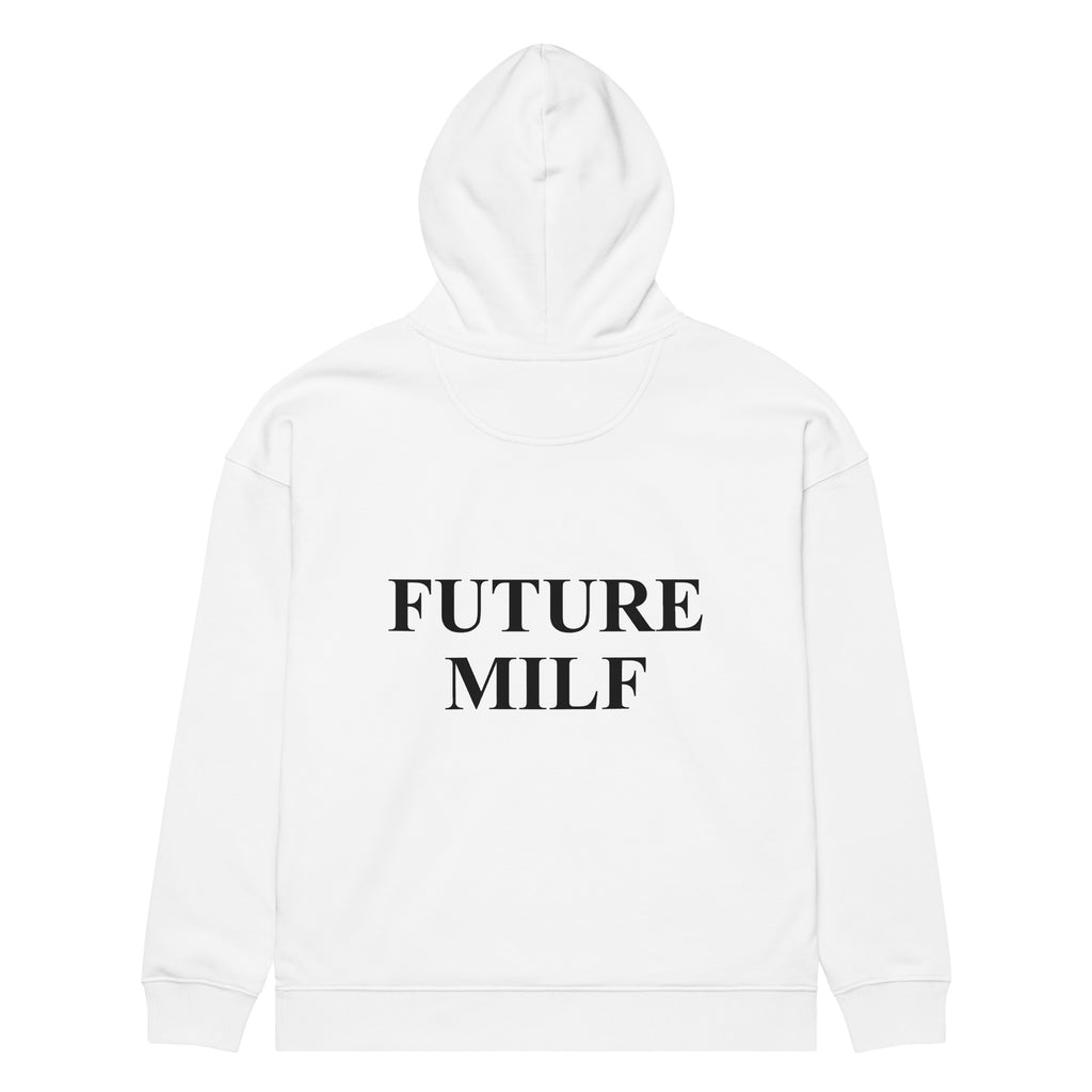 FUTURE MILF oversized hoodie – white back view | So True