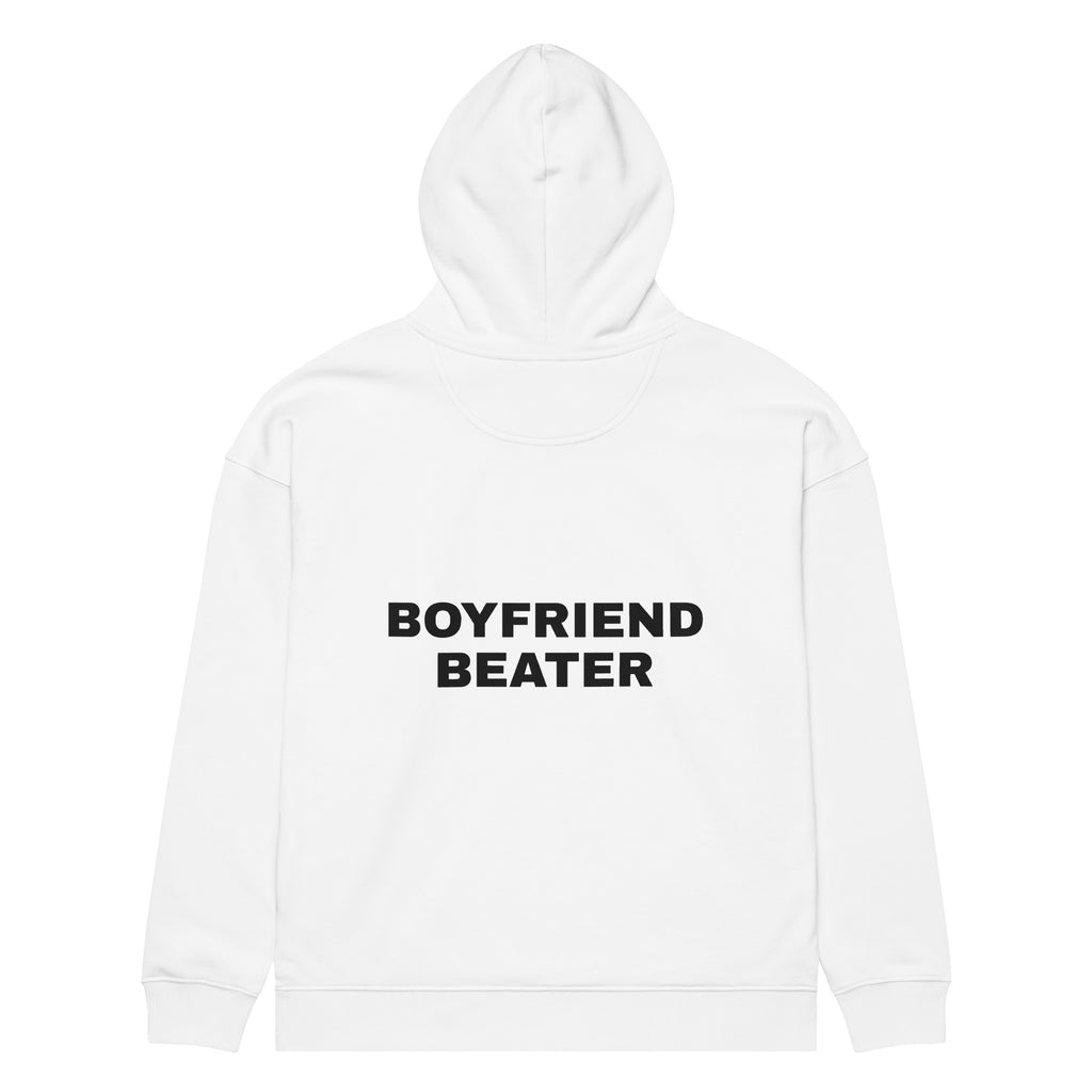 BOYFRIEND BEATER oversized hoodie – white back view | So True
