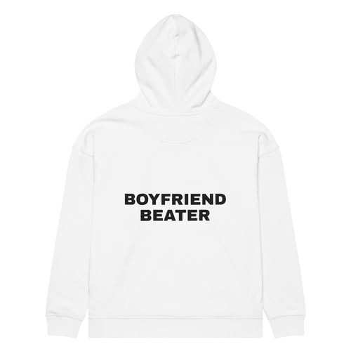 BOYFRIEND BEATER oversized hoodie – white back view | So True