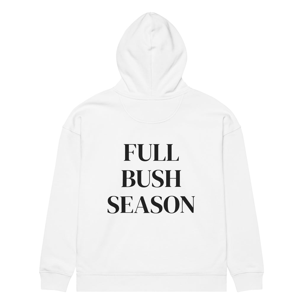 FULL BUSH SEASON oversized hoodie – white back view | So True