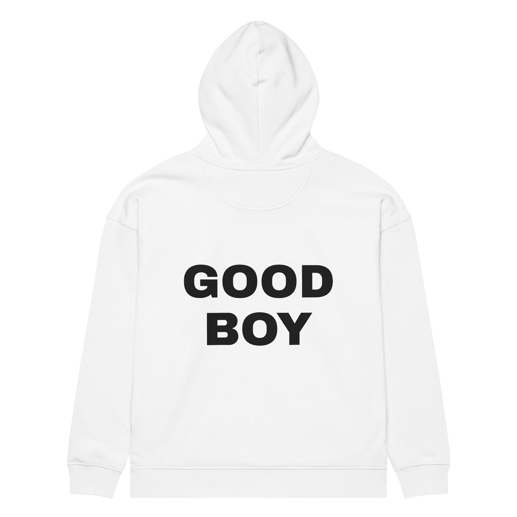 GOOD BOY oversized hoodie – white back view | So True